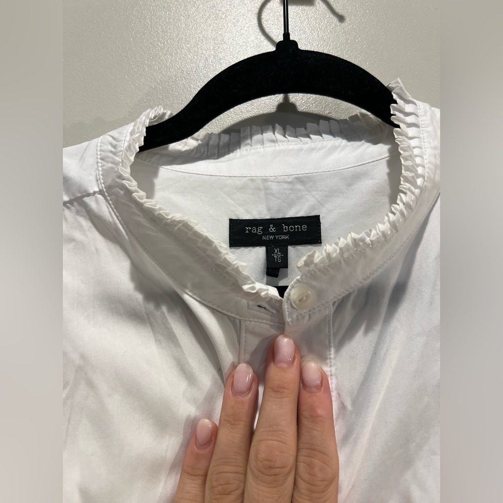 Rag and Bone White Jordan Puff Sleeve Blouse XL - Picture 4 of 7